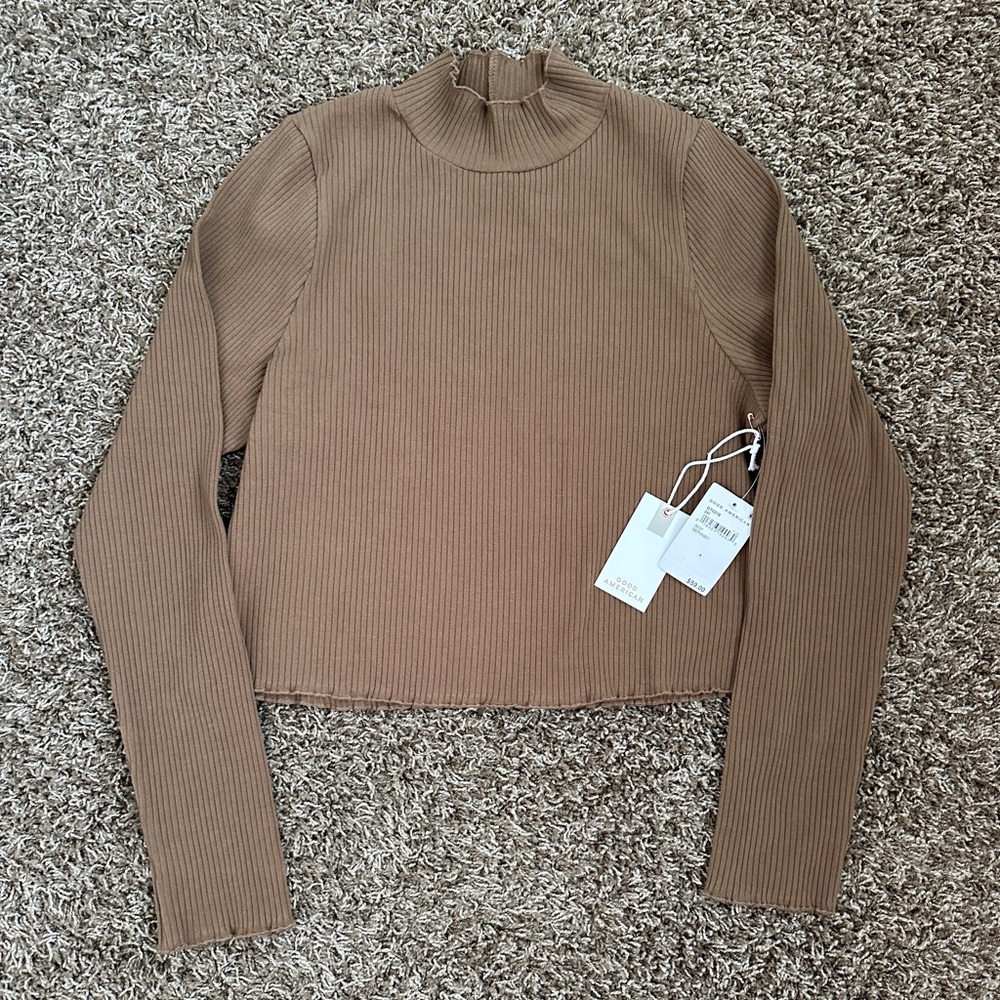 Good American Ribbed Mockneck Long Sleeve Top Size 4 (XL)